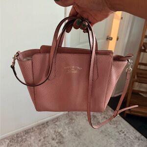 Gucci Dusty Rose Pebbled Leather Satchel with Crossbody Strap
